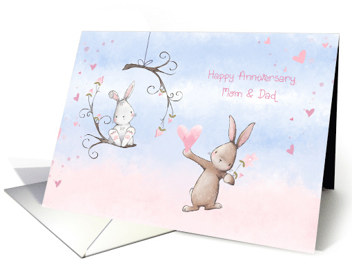 For Mom and Dad Wedding Anniversary with Bunnies card (1600604)