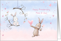For Mom and Dad Wedding Anniversary with Bunnies card