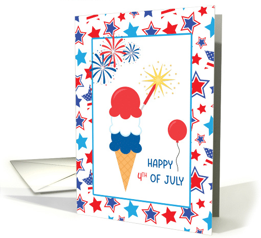 Fourth of July Wishes with Ice Cream Cone & Stars card (1601630)
