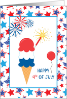 Fourth of July Wishes with Ice Cream Cone & Stars card