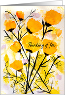 Thinking of You Abstract Watercolor Yellow Floral card