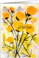 Get Well Soon Abstract Watercolor Yellow Floral card