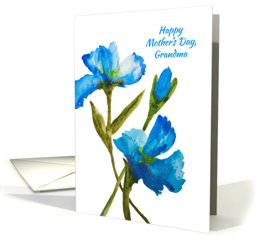 Mothers Day for Grandma Blue Watercolor Irises card (1604956)