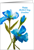 Mothers Day for Grandma Blue Watercolor Irises card