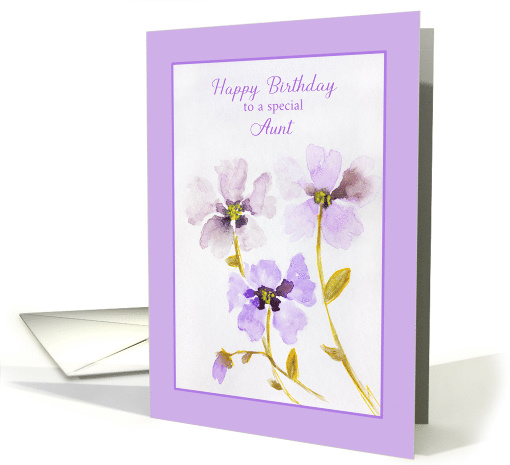 For Aunt Happy Birthday with Purple Pansies card (1607448)