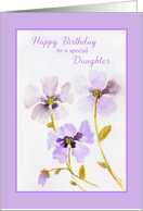 For Daughter Happy Birthday with Purple Pansies card