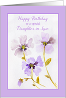 For Daughter in Law Happy Birthday with Purple Pansies card