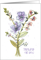 Watercolor Doodle Bouquet Thinking of You card
