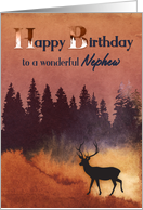 Birthday For Nephew Wilderness Scene with Deer Silhouette card