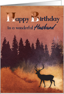 Birthday For Husband Wilderness Scene with Deer Silhouette card