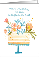 For Daughter in Law Birthday Cake Topped with Flowers card
