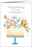 For Goddaughter Birthday Cake Topped with Flowers card