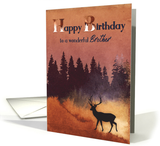 Birthday For Brother Wilderness Scene with Deer Silhouette card