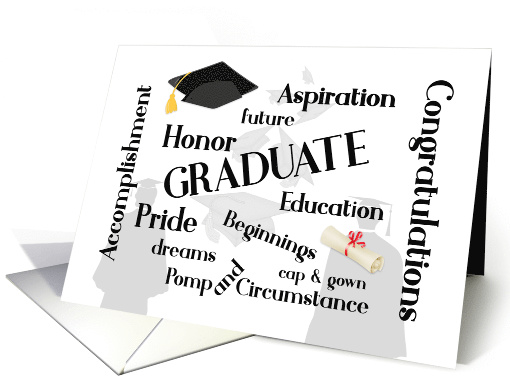 Graduate Word Cloud with Cap and Diploma card (1617976)