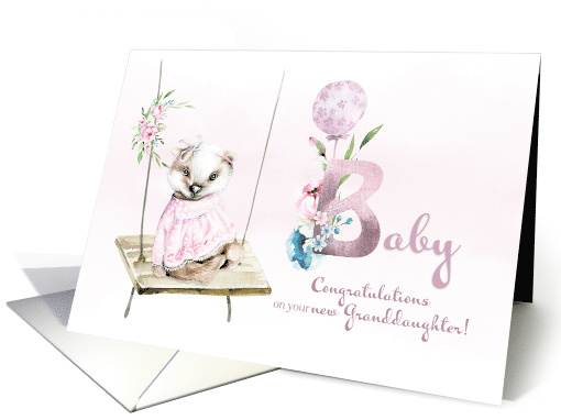 Congratulations New Granddaughter Baby Badger on Swing card (1618574)