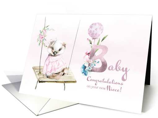 Congratulations New Niece Baby Badger on Swing card (1619116)