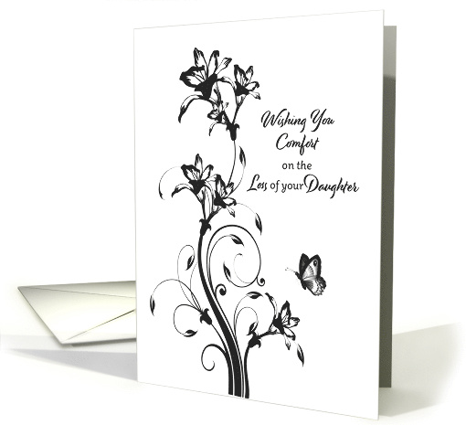 Sympathy for Loss of Daughter Black and White Floral card (1620940)