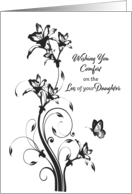 Sympathy for Loss of Daughter Black and White Floral card