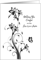 Sympathy for Loss of Sister Black and White Floral card