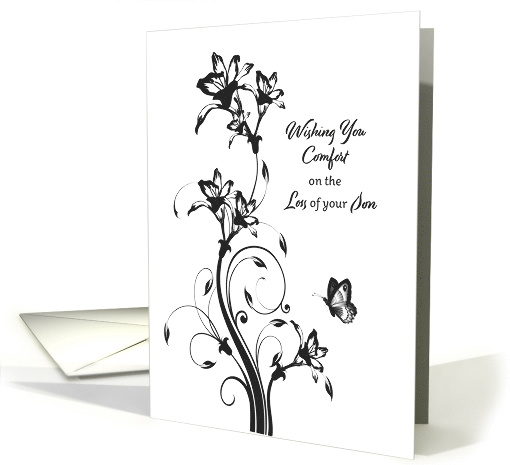 Sympathy for Loss of Son Black and White Floral card (1620984)