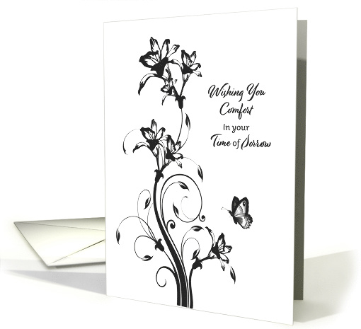 Sympathy in Time of Sorrow Black and White Floral card (1621540)