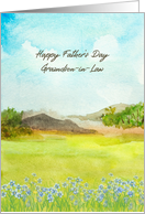 For Grandson in Law on Fathers Day Watercolor Mountain Landscape card