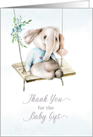 Thank You for Baby Gift Elephant on Wooden Swing card