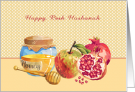 Rosh Hashanah with Honey, Apples and Pomegranates card