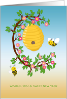 For a Special Child at Rosh Hashanah Cute Bees with Beehive card