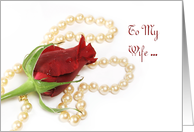 Red Rose, Pearls, Birthday for Wife card