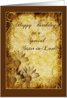 Grunge Daisies Birthday Sister-in-Law card