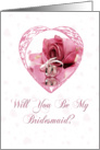 Be My Bridesmaid Pink Rose card