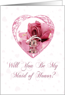 Be My Maid of Honor Pink Rose card