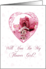 Be My Flower Girl Pink Rose card