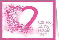 Flower Girl Pink Heart card