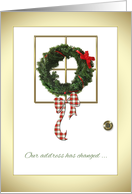 Christmas Door with Wreath Change of Address card