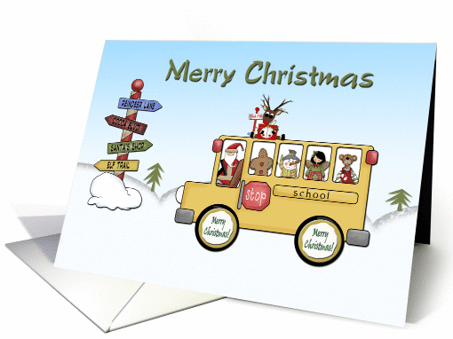 Merry Christmas School Bus card (308403)