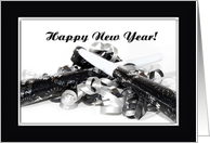 Happy New Year Black White card