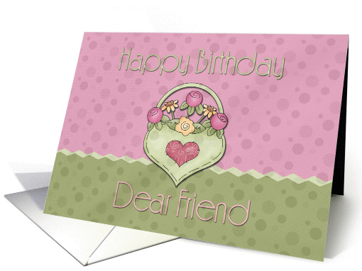 Birthday Friend Pink Green card (323616)