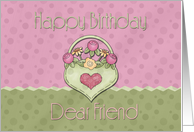 Birthday Friend Pink Green card