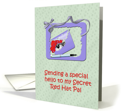 Red Hat Secret Pal with Cat card (357486)