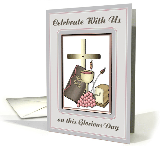 Priest Ordination Invitation, Communion Symbols card (376120)
