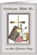 Priest Ordination Invitation, Communion Symbols card