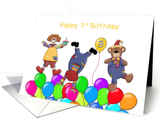 Third Birthday Clowns card (418307)