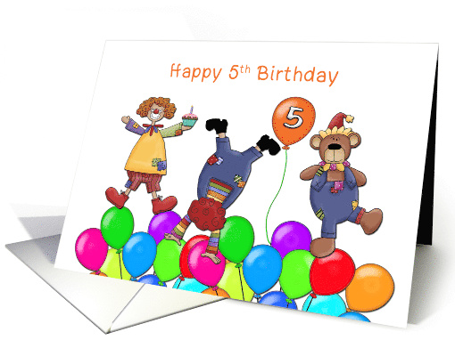 Fifth Birthday Funny Clowns card (418317)
