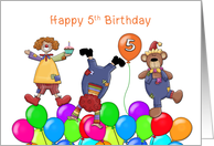 Fifth Birthday Funny Clowns card