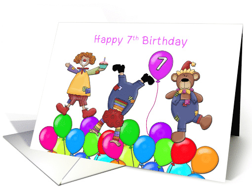 Seventh Birthday Silly Clowns card (418321)