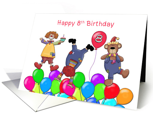 Eighth Birthday Clowns card (418322)