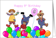 Ninth Birthday Circus Clowns card