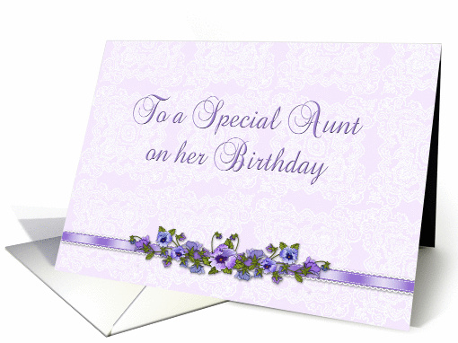 Birthday Aunt Purple Pansies card (422702)
